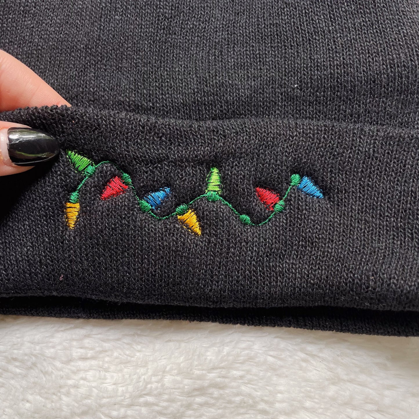 Christmas Lights Embroidered Beanie