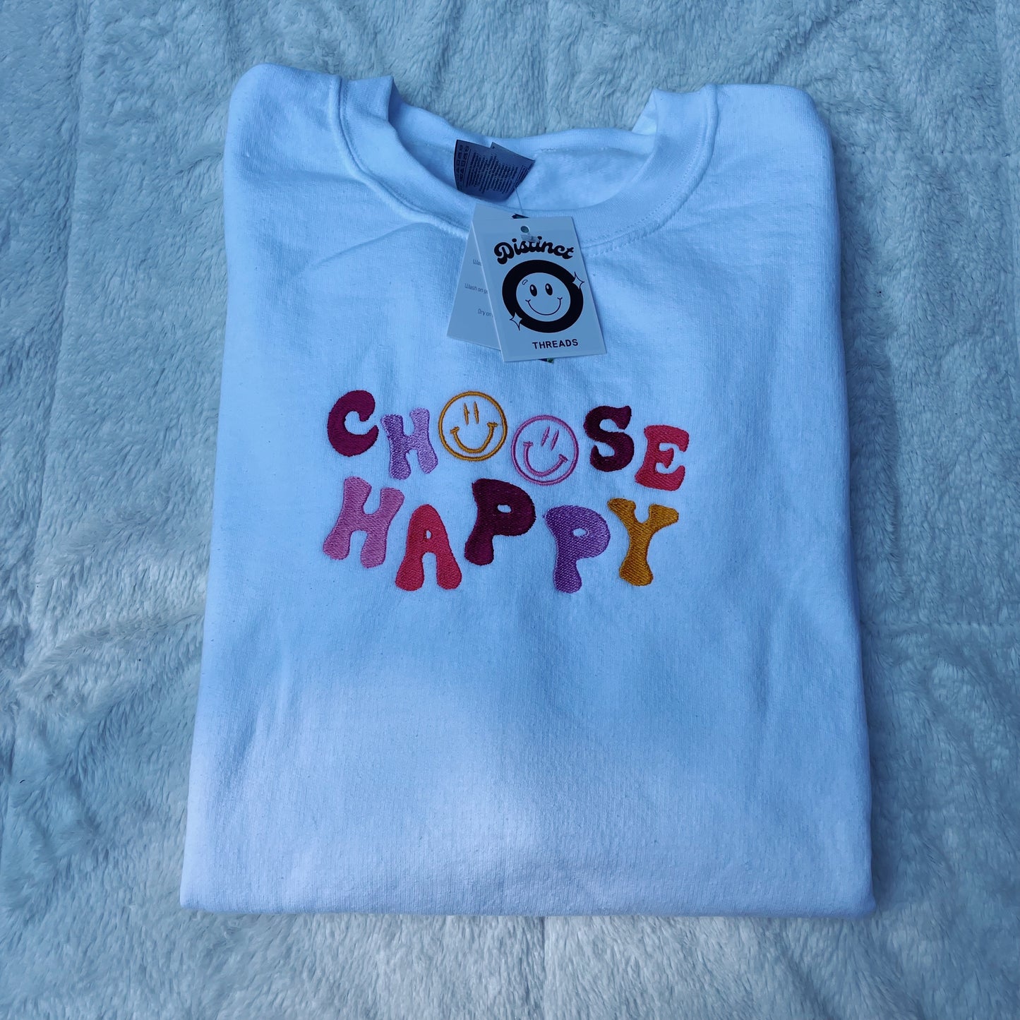 Choose Happy Embroidered Crewneck Sweatshirt