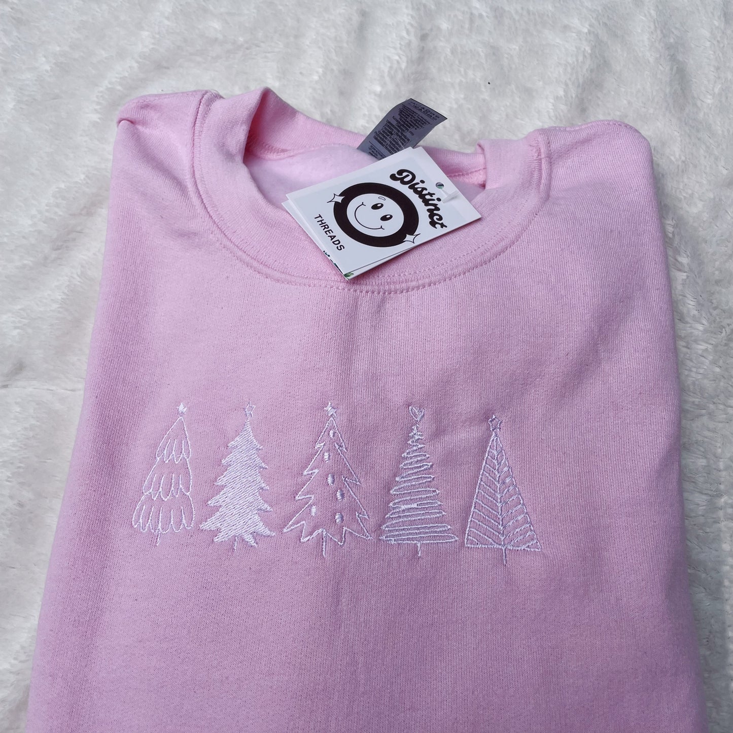 Minimalist Christmas Trees Embroidered Crewneck Sweatshirt