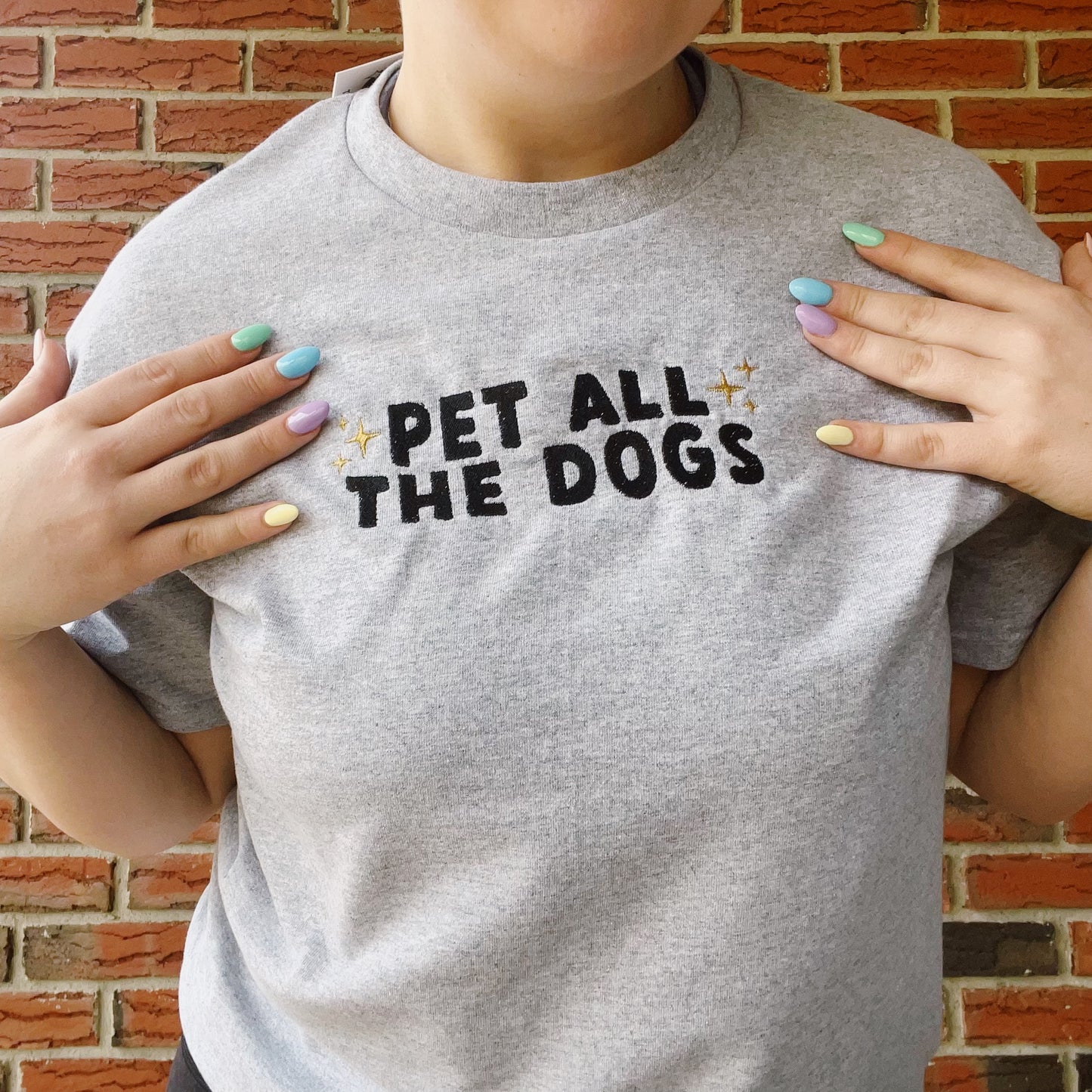 Pet All The Dogs Embroidered T-Shirt