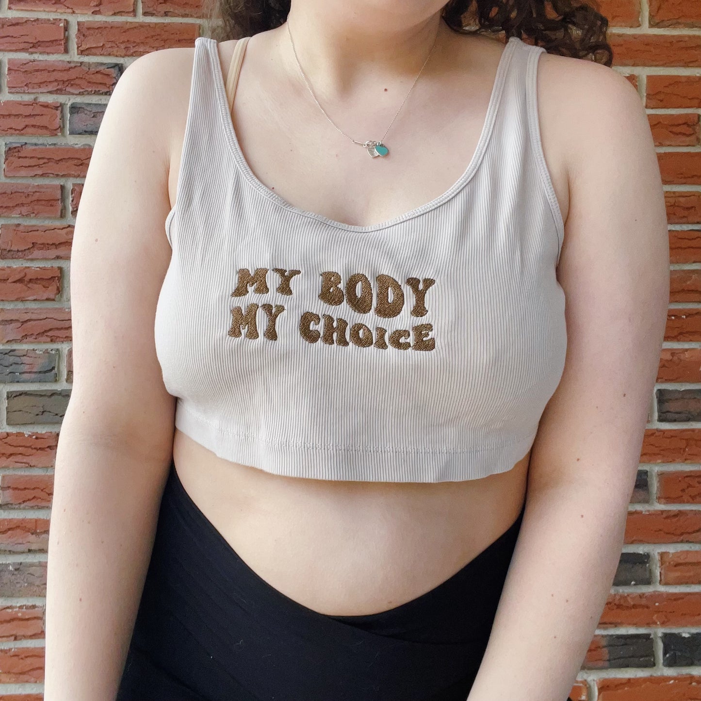 My Body My Choice H&M Embroidered Cropped Tank - Size XL