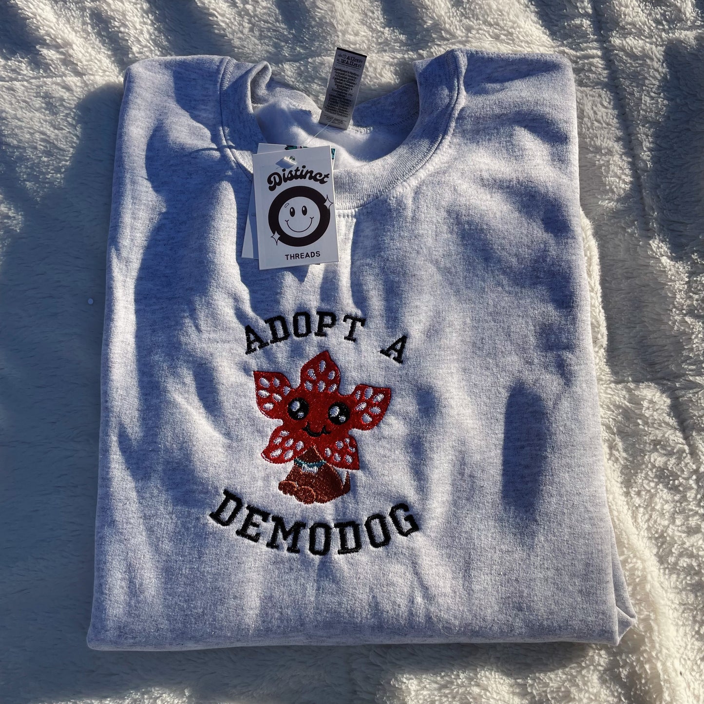 Demodog Stranger Things Inspired Embroidered Crewneck Sweatshirt