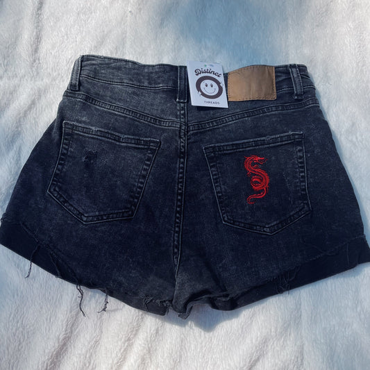 Dragon H&M Embroidered Jean Shorts - Size 4