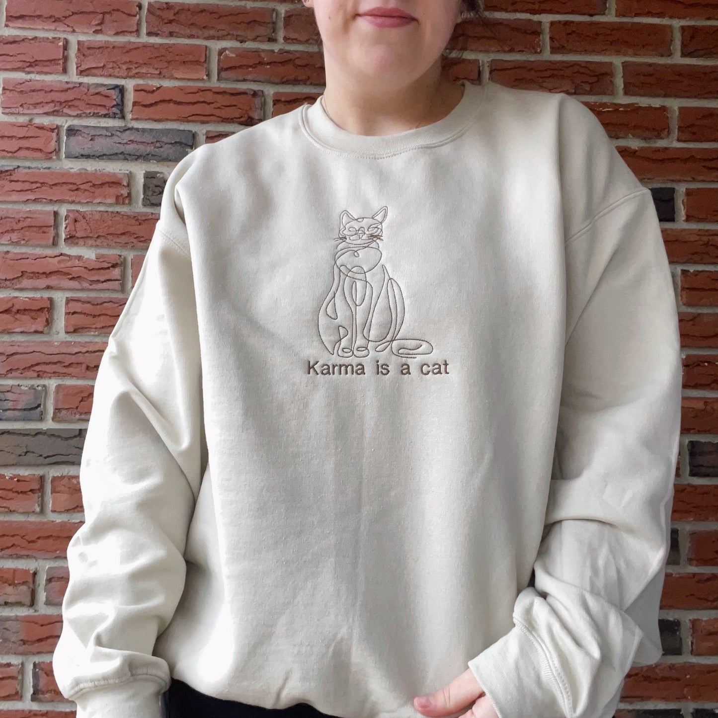 Karma Is A Cat Taylor Inspired Embroidered Crewneck Sweatshirt