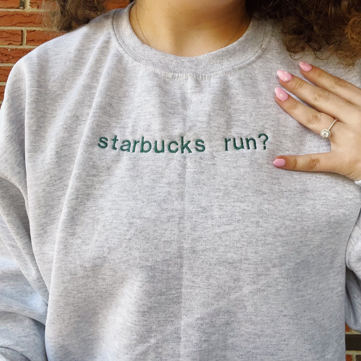 Starbucks Run? Embroidered Crewneck Sweatshirt