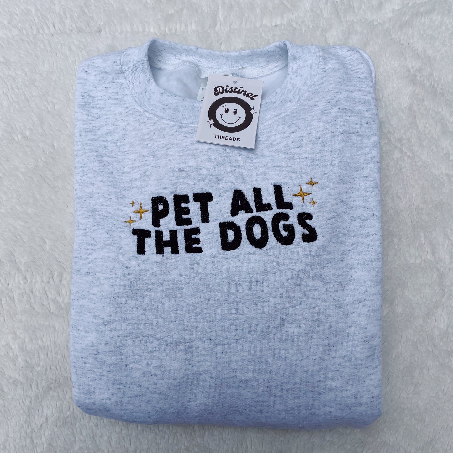 Pet All The Dogs Embroidered Crewneck Sweatshirt