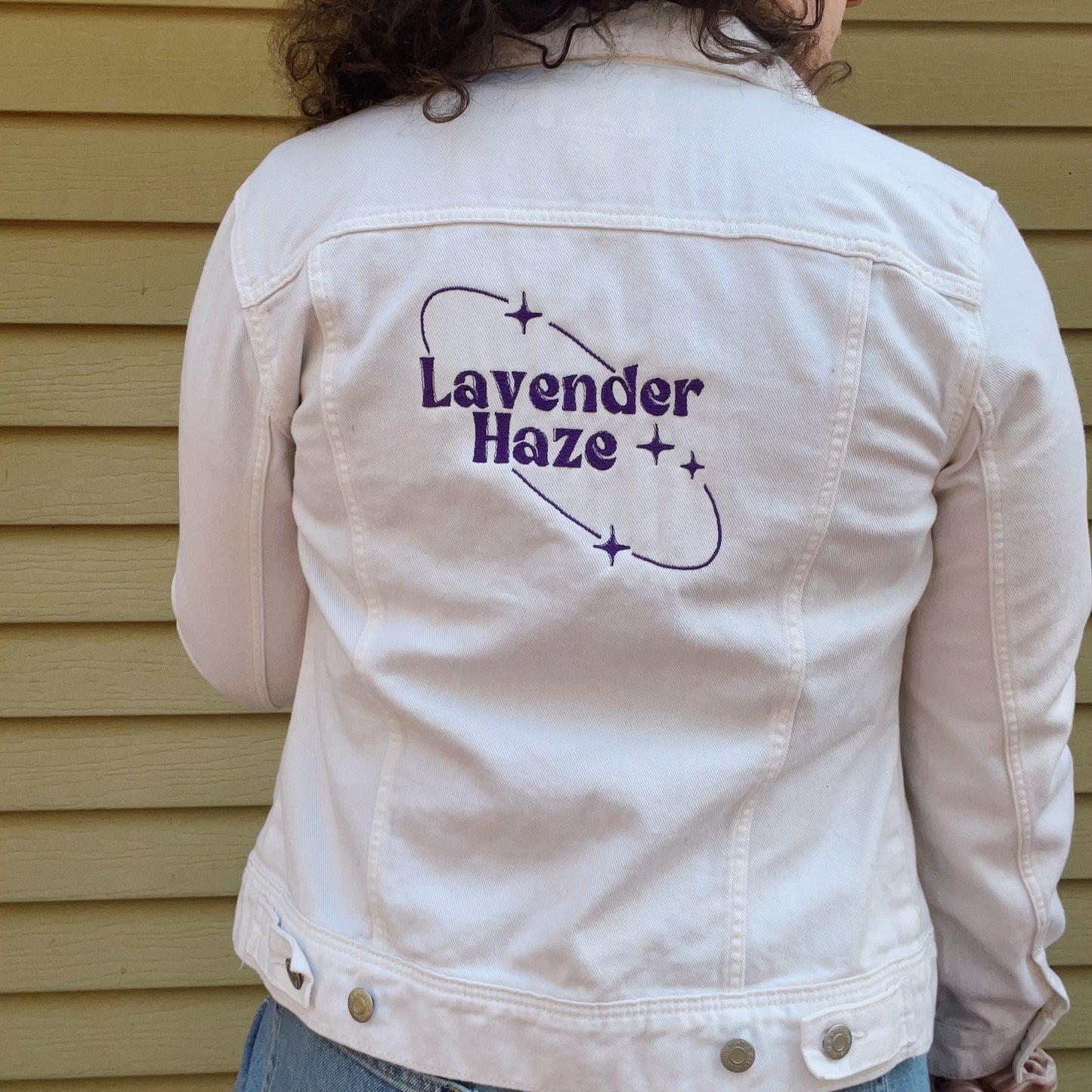 Taylor Inspired Lavender Haze Jean Jacket - Size Small