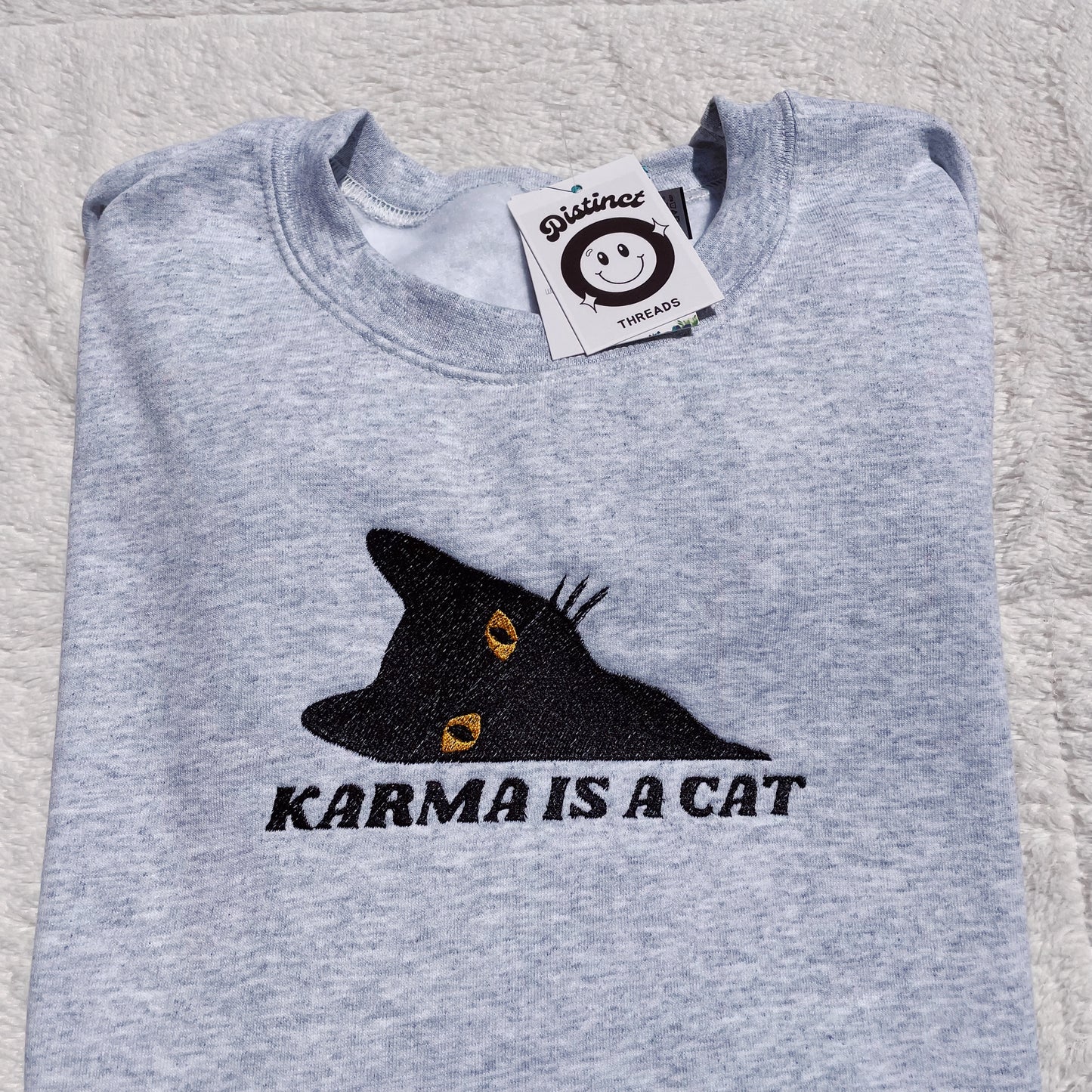 Karma Is A Cat Taylor Inspired Embroidered Crewneck Sweatshirt