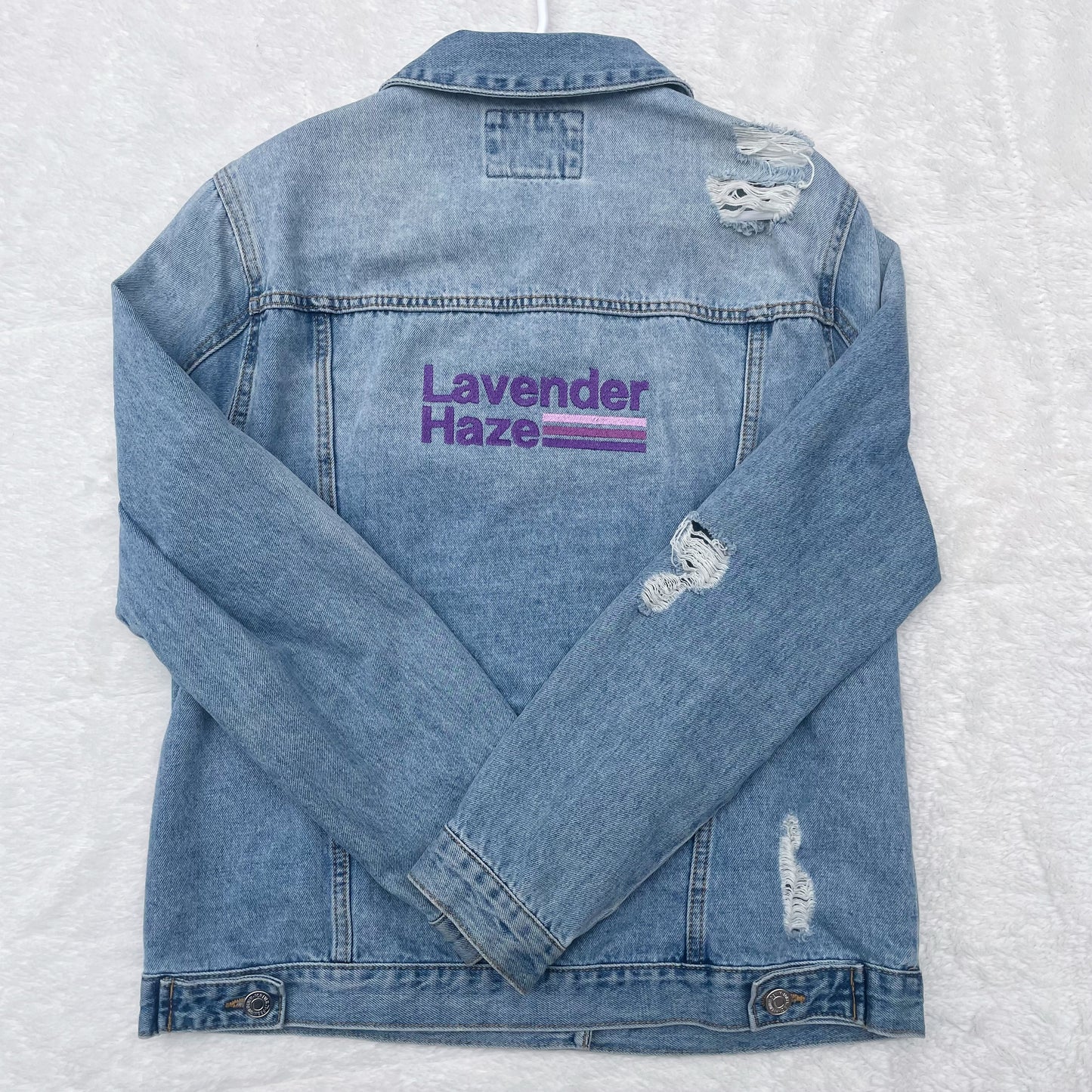 Taylor Inspired Lavender Haze Jean Jacket - Size Large