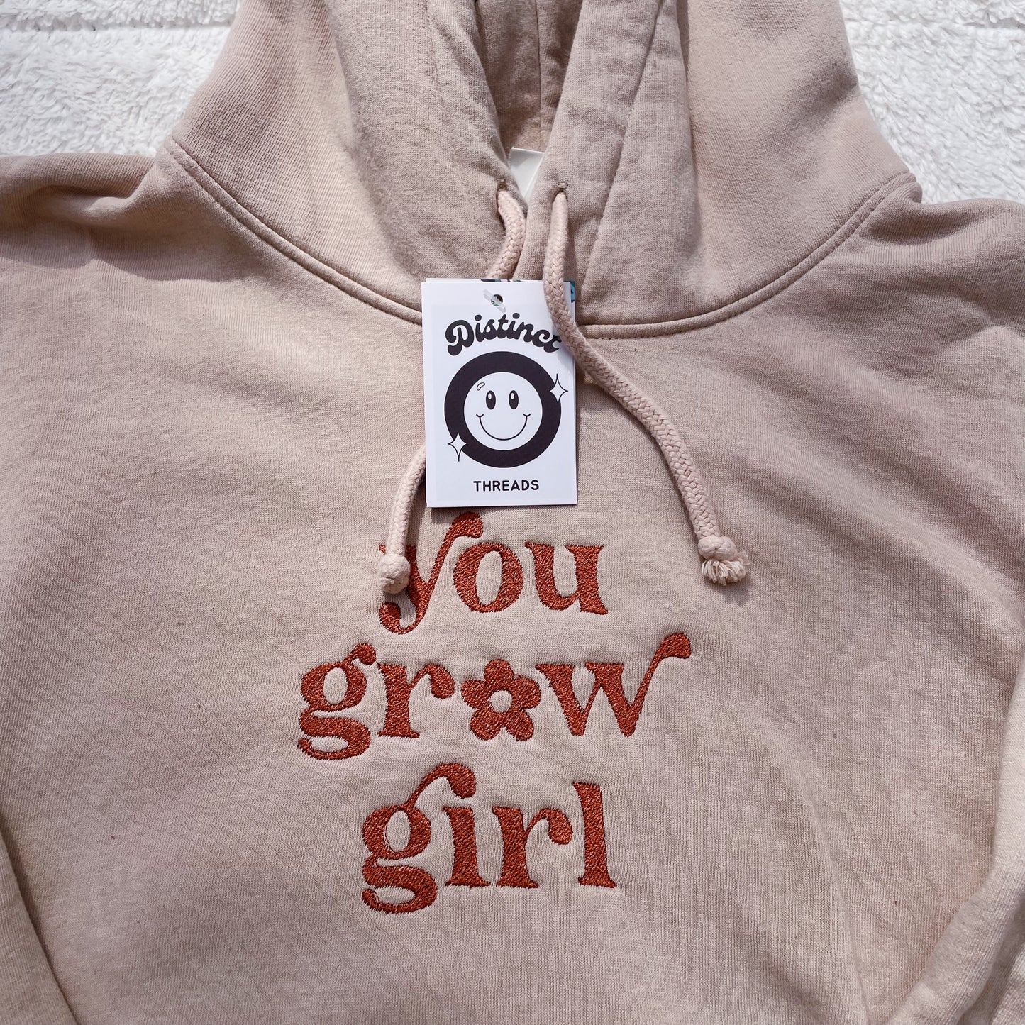 You Grow Girl H&M Embroidered Upcycled Hoodie - Size Medium