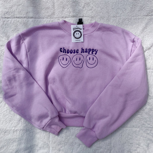 Choose Happy Wild Fable Embroidered Cropped Crew - Size Small