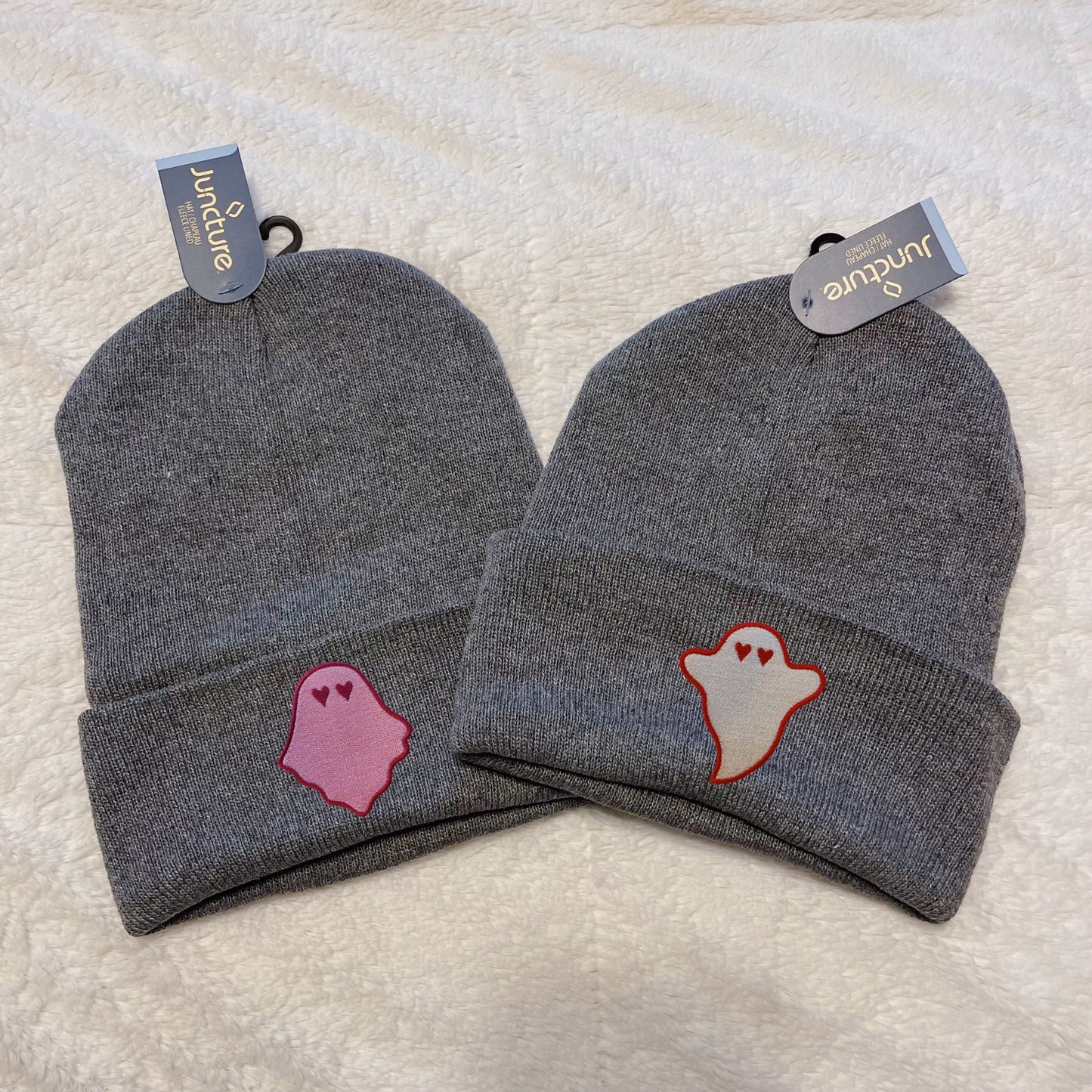 Ghosts In Love Couples Set Embroidered Beanies