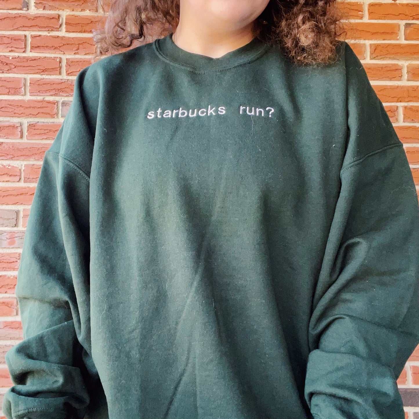 Starbucks Run? Embroidered Crewneck Sweatshirt