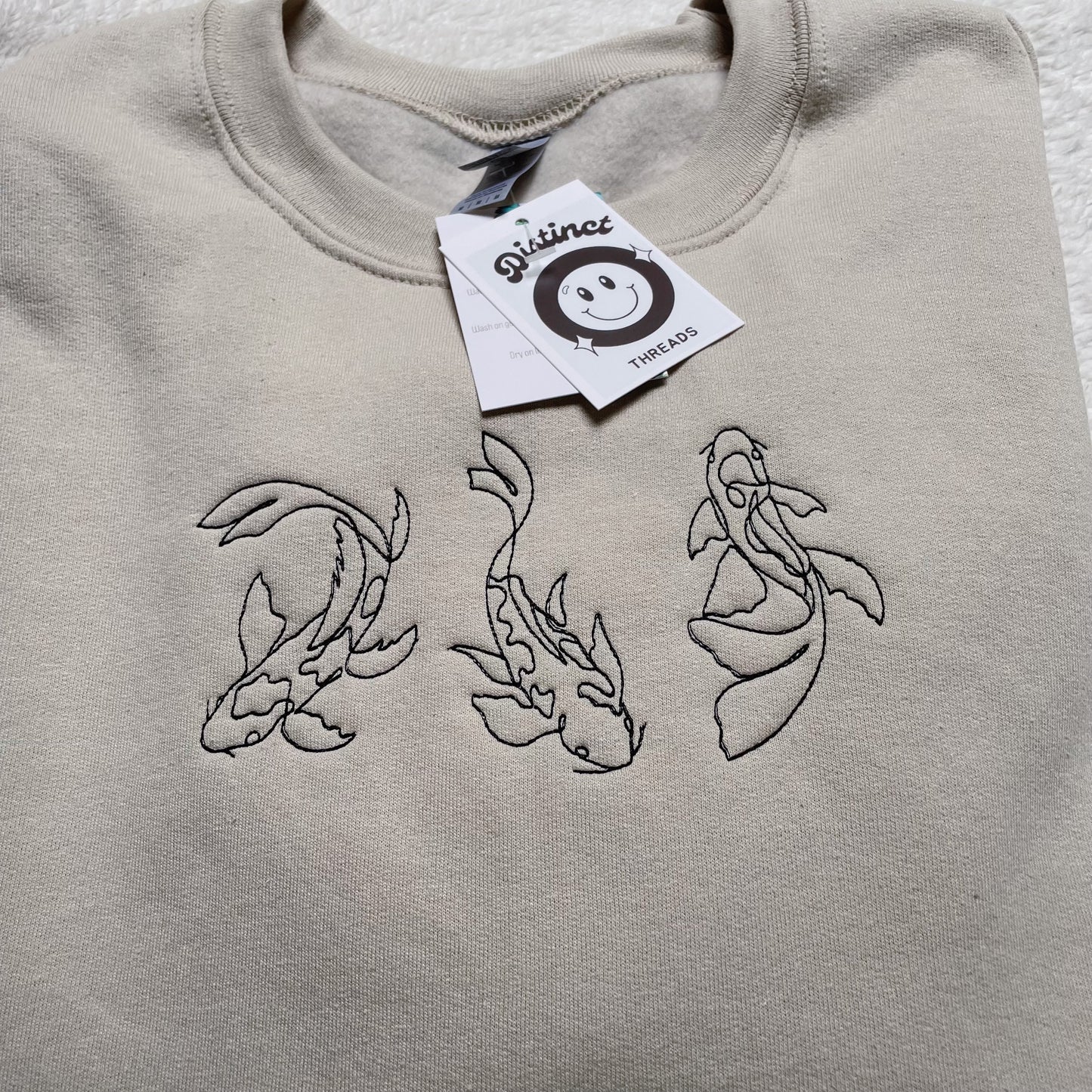 Minimalist Koi Fish Embroidered Crewneck Sweatshirt