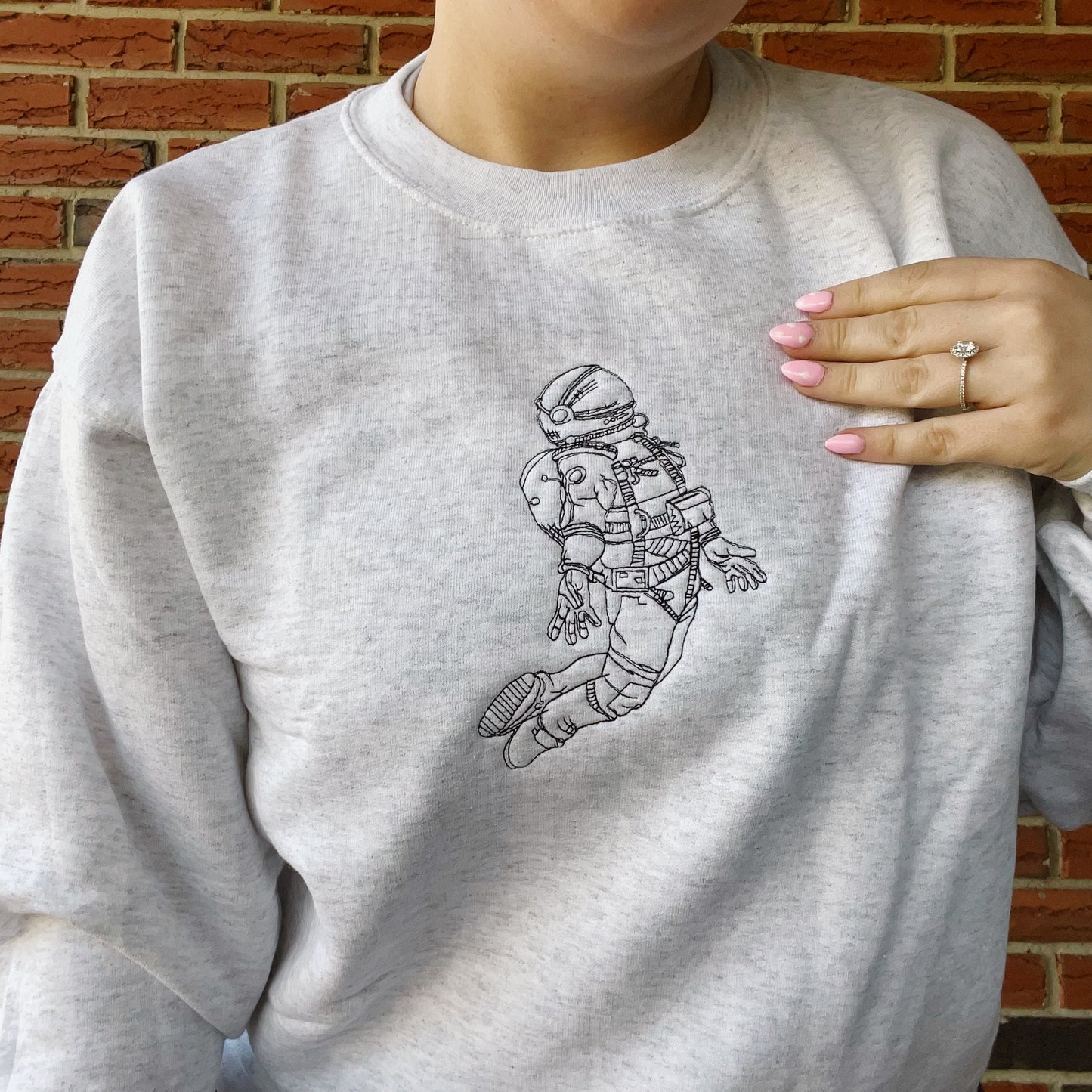 Astronaut Embroidered Crewneck Sweatshirt