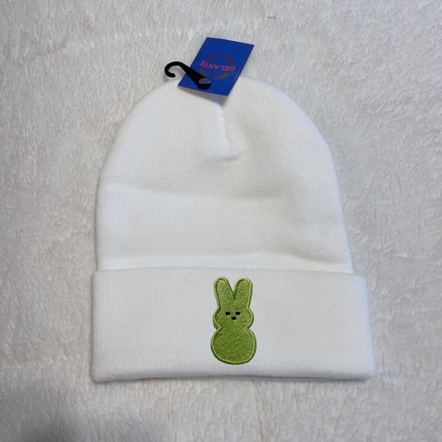 Peeps Marshmallow Bunny Inspired Embroidered Beanie