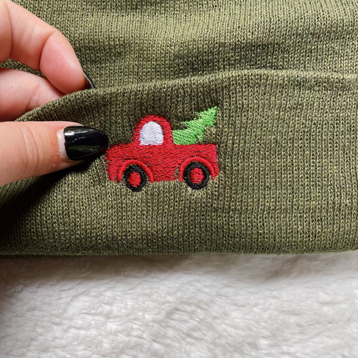 Christmas Truck Embroidered Beanie