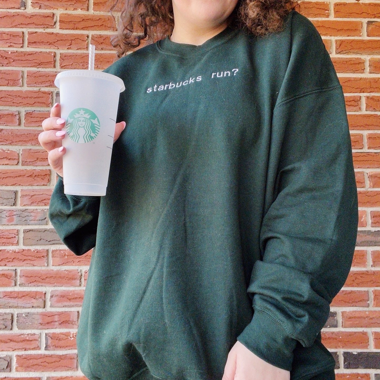 Starbucks Run? Embroidered Crewneck Sweatshirt