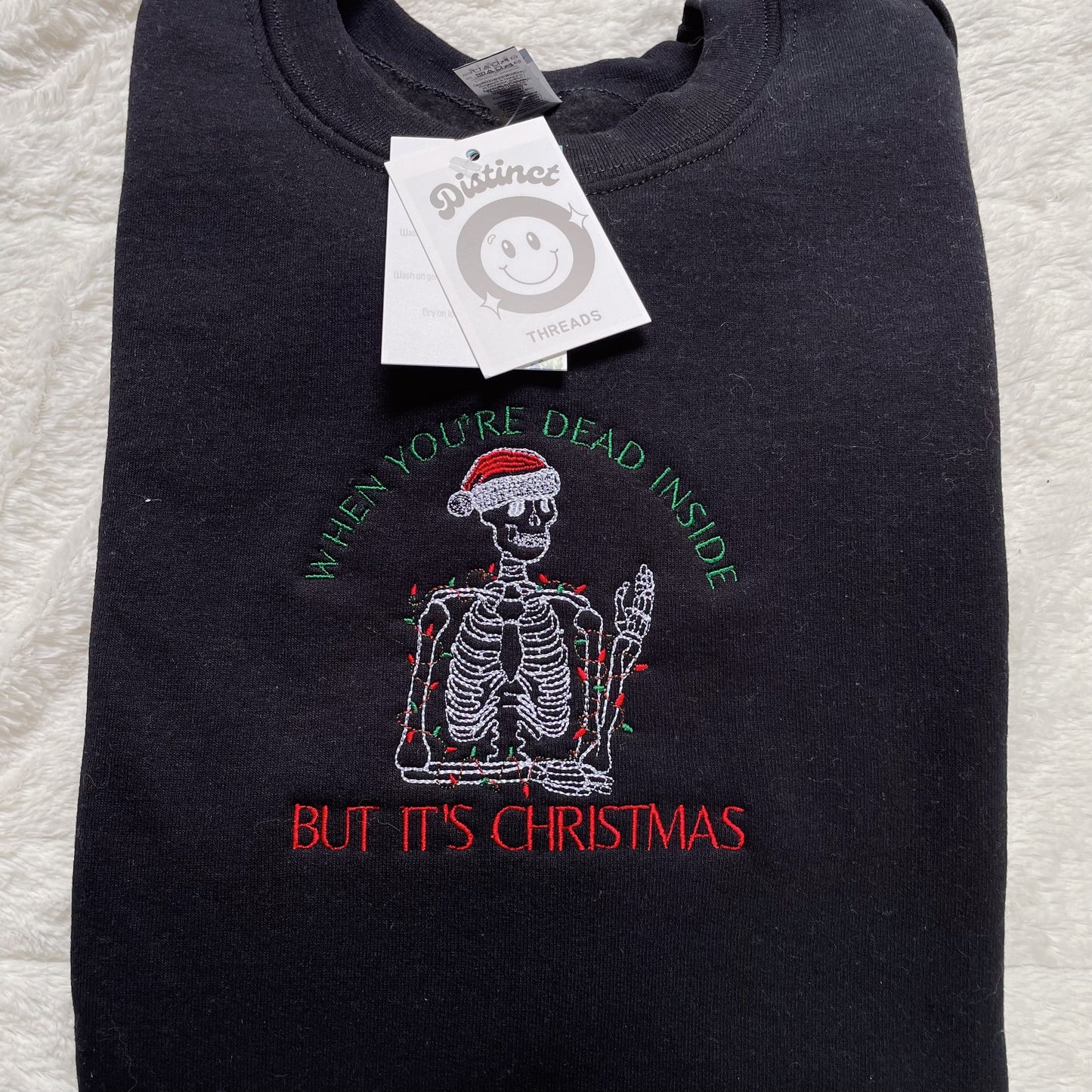 When You Are Dead Inside But It's Christmas Embroidered Crewneck Sweatshirt