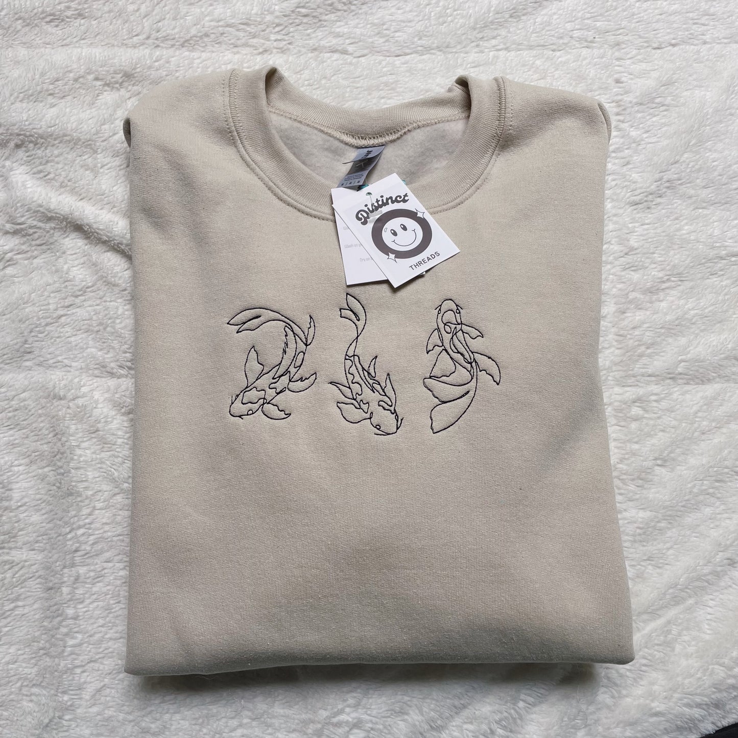 Minimalist Koi Fish Embroidered Crewneck Sweatshirt