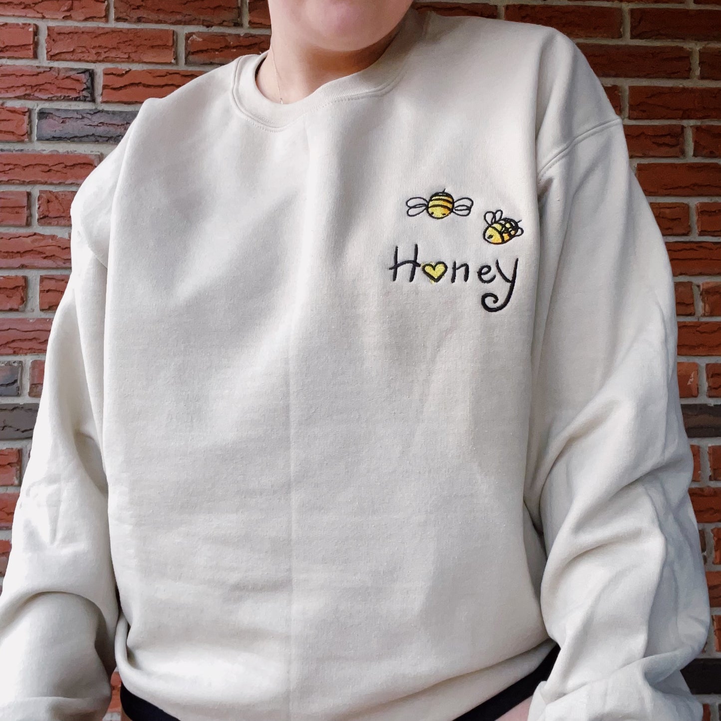 Honey Bees Embroidered Crewneck Sweatshirt