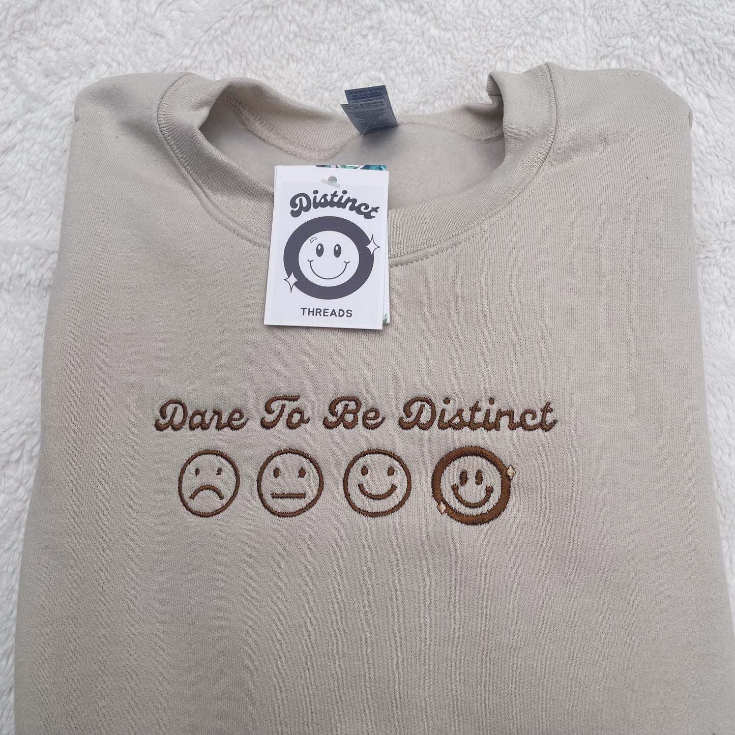 Dare To Be Distinct Smileys Embroidered Crewneck Sweatshirt