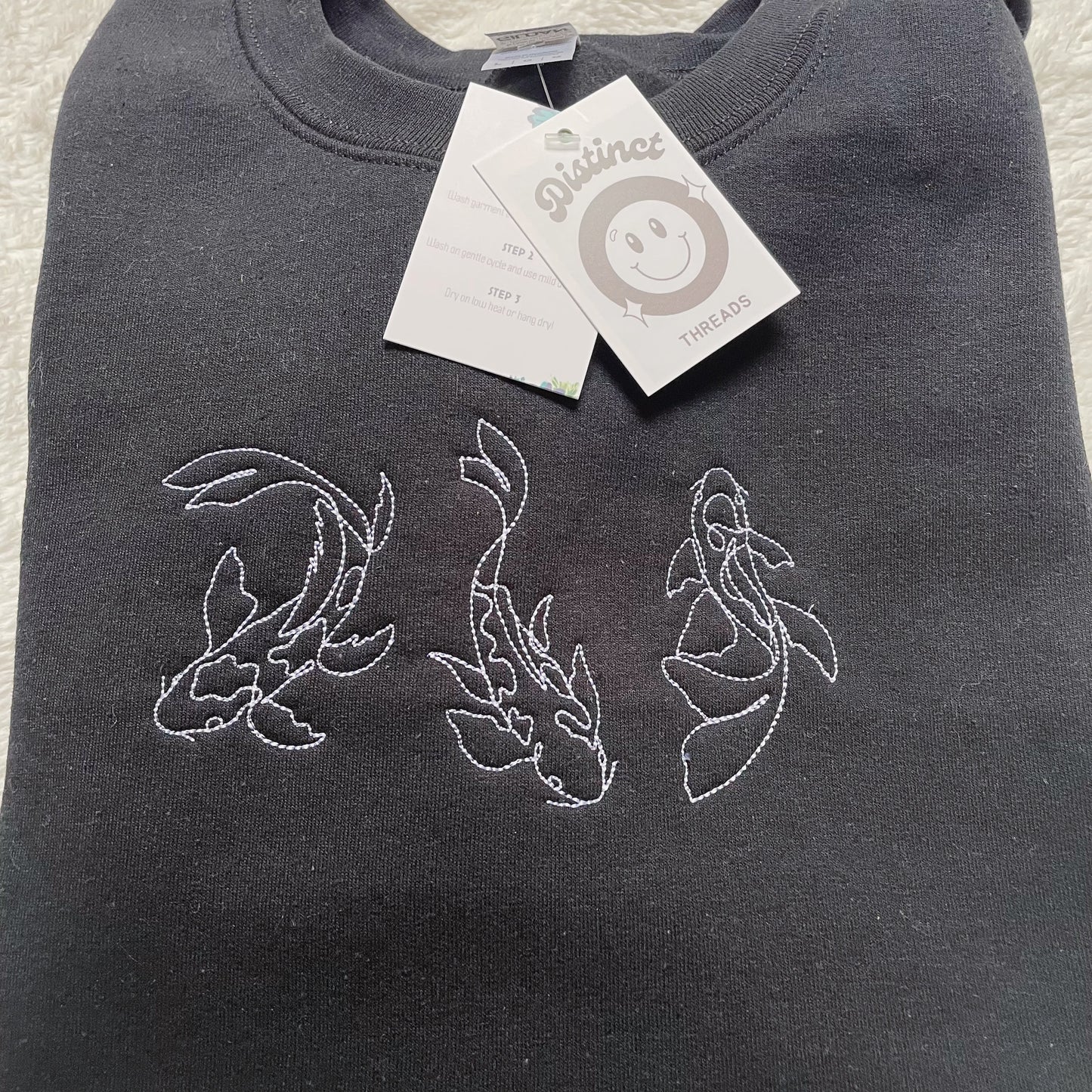 Minimalist Koi Fish Embroidered Crewneck Sweatshirt