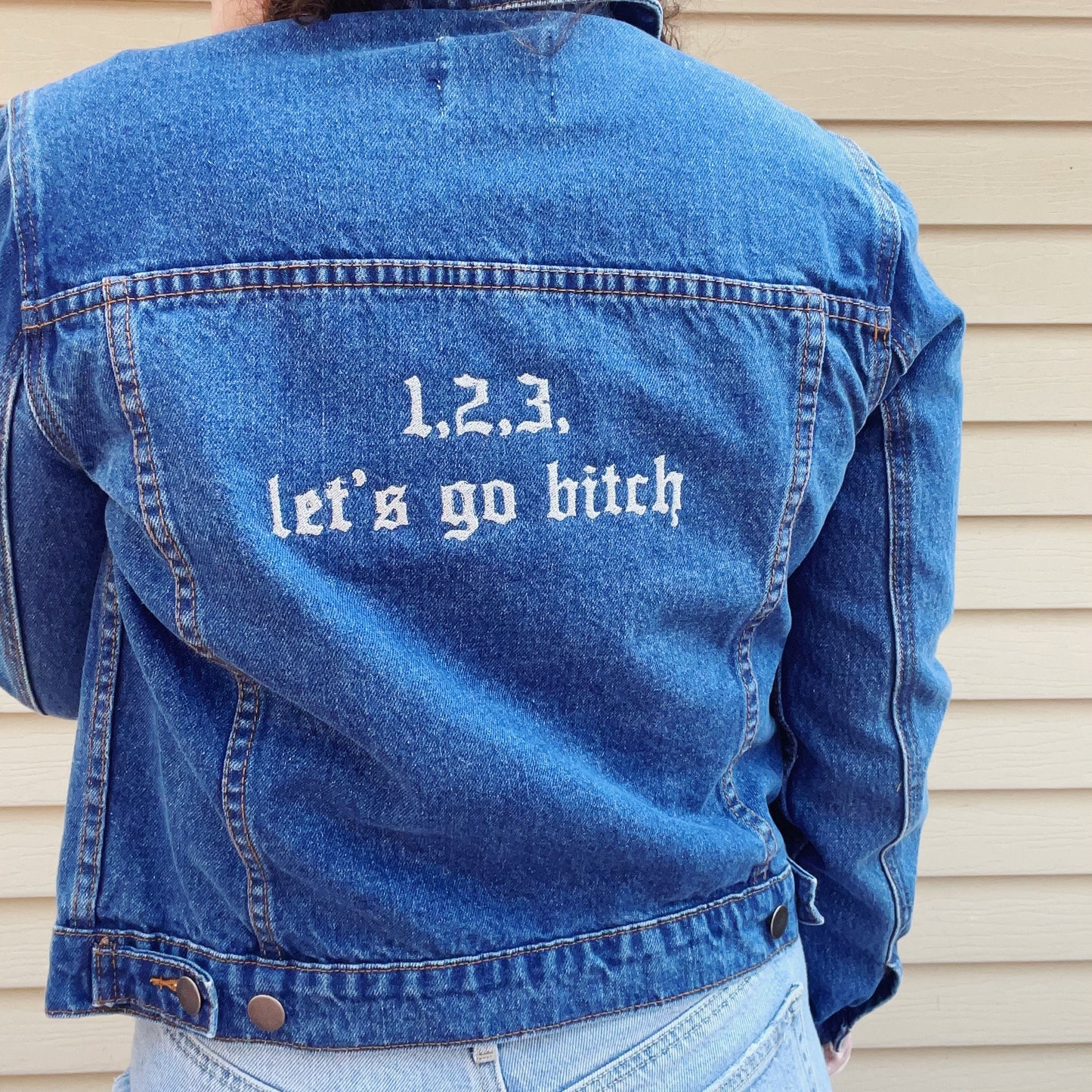 Taylor Inspired 1,2,3 Let's Go B*tch Jean Jacket - Size Medium