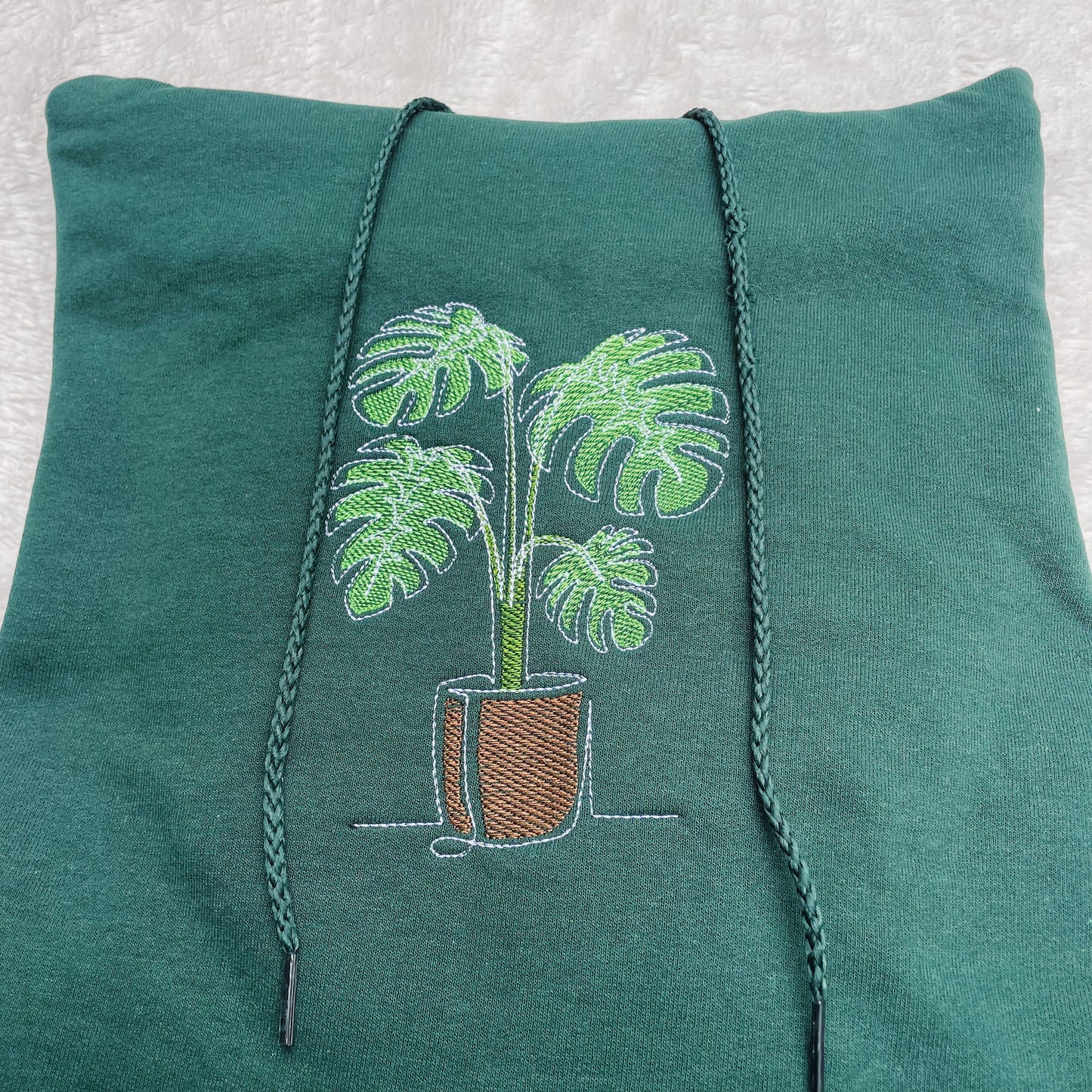 Monstera Plant Embroidered Hoodie