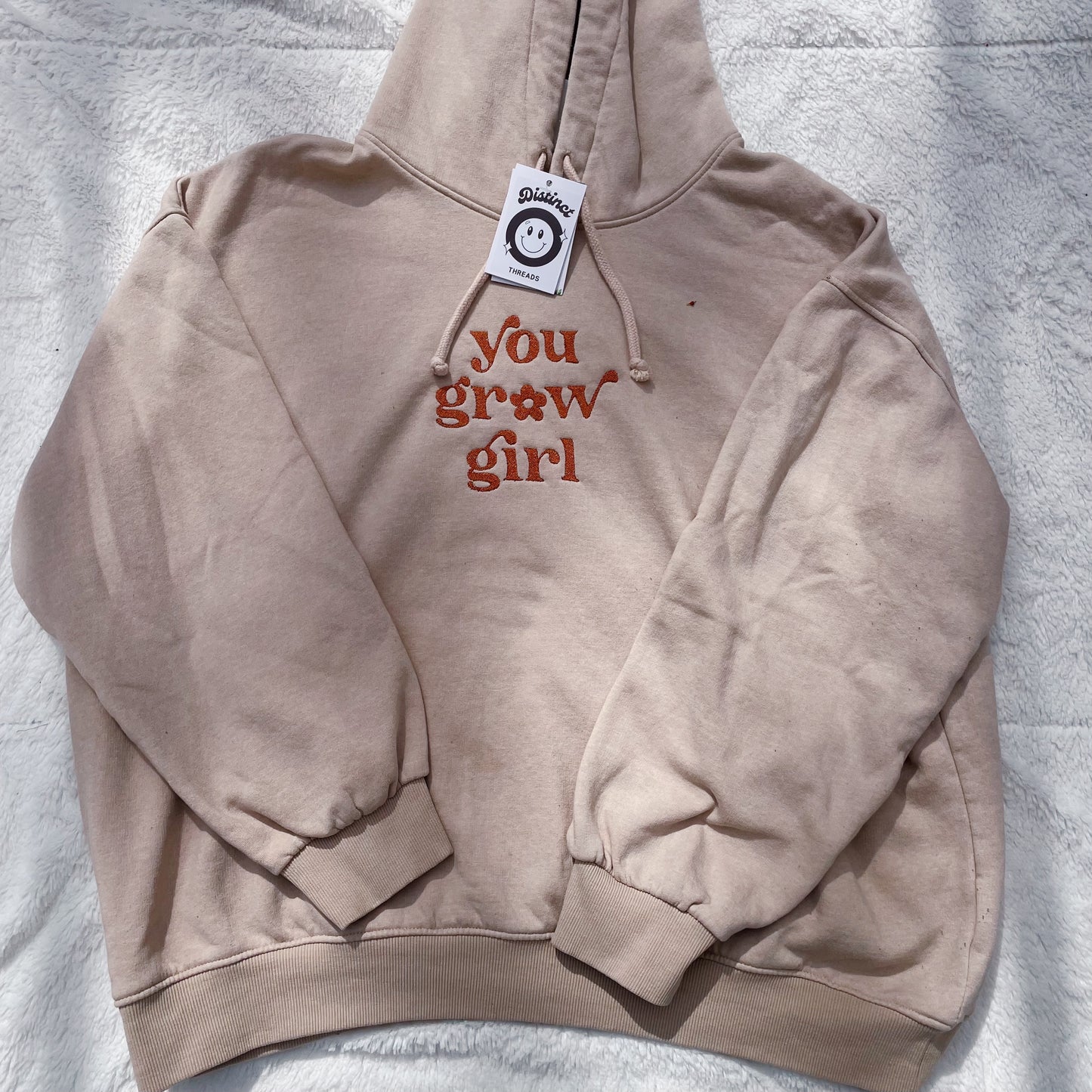 You Grow Girl H&M Embroidered Upcycled Hoodie - Size Medium