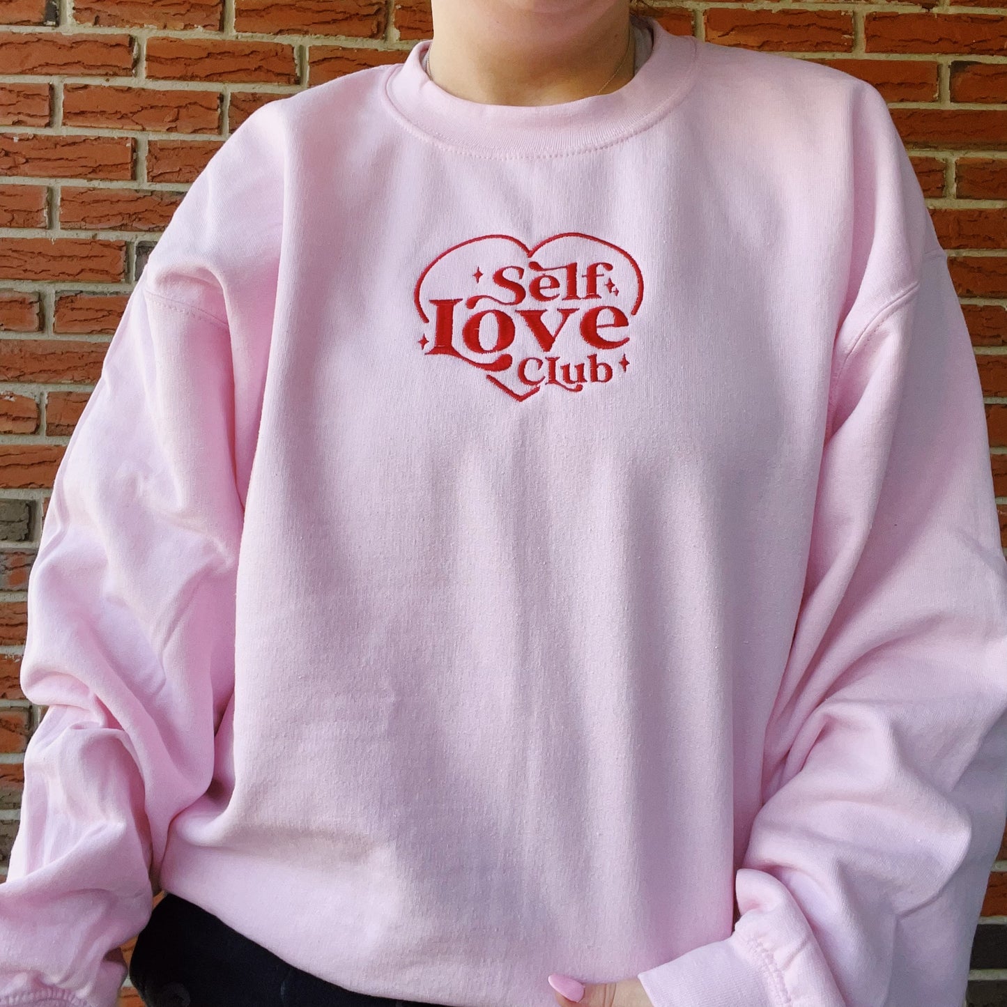 Self Love Club Embroidered Crewneck Sweatshirt