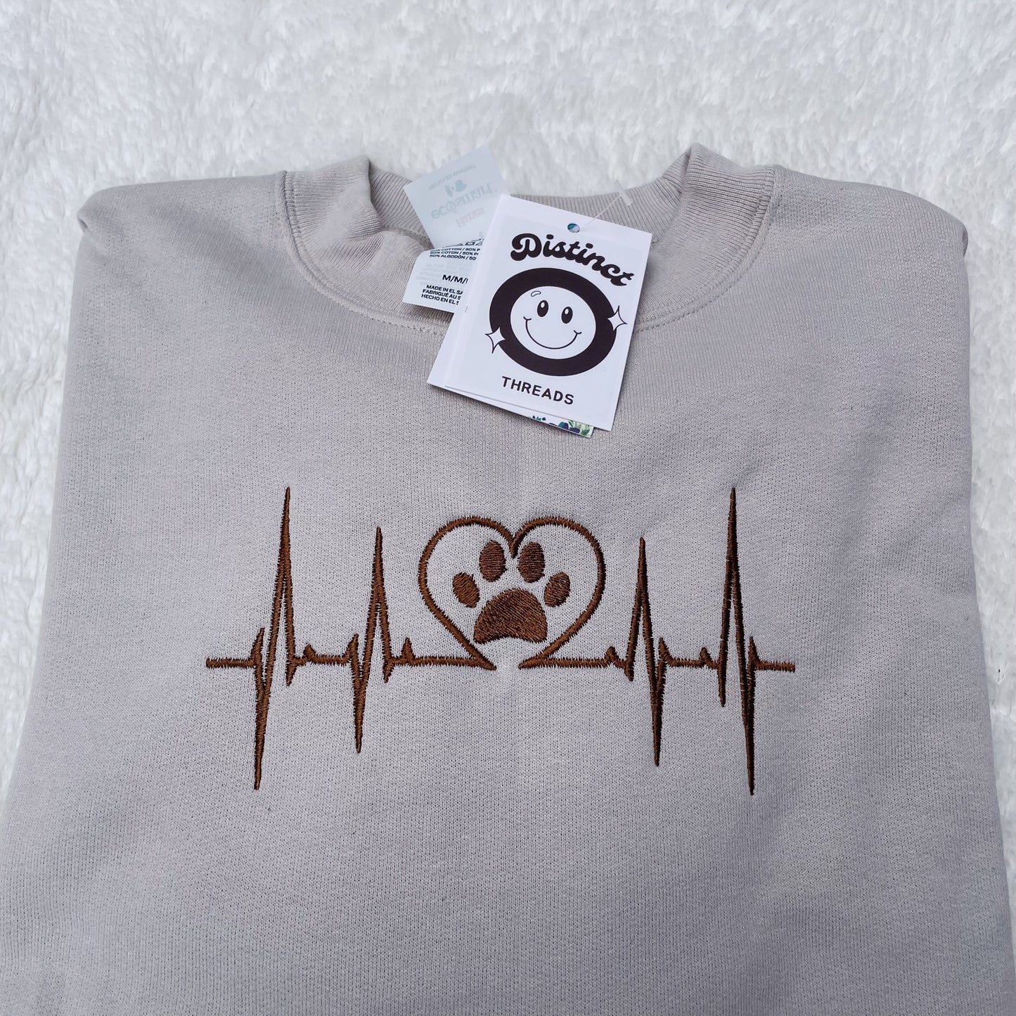 Dog Heartbeat Embroidered Crewneck Sweatshirt