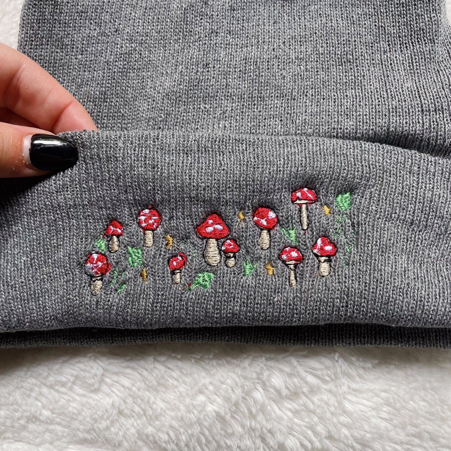 Mushrooms Embroidered Beanie