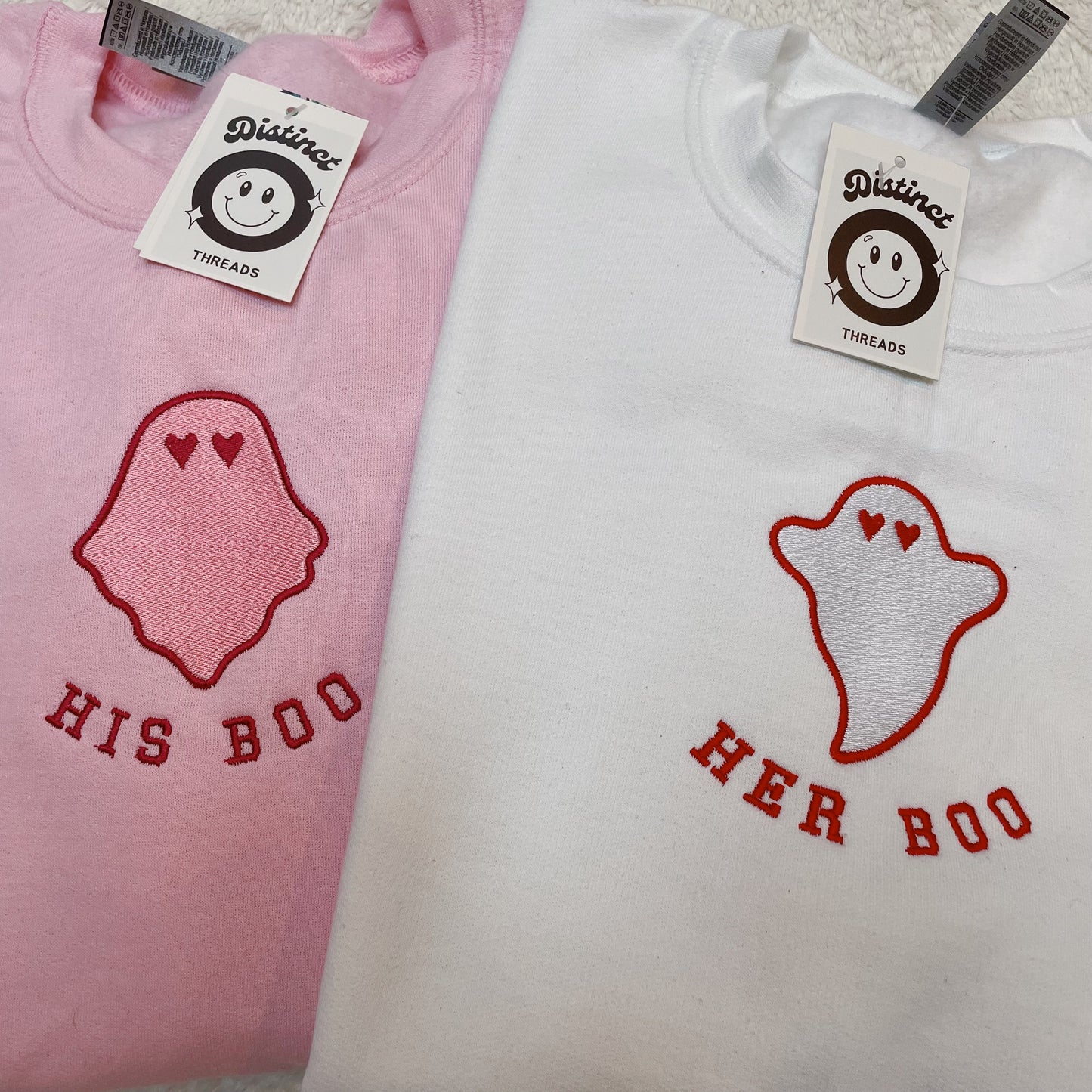 His Boo/ Her Boo Embroidered Crewneck Sweatshirt Couples Set