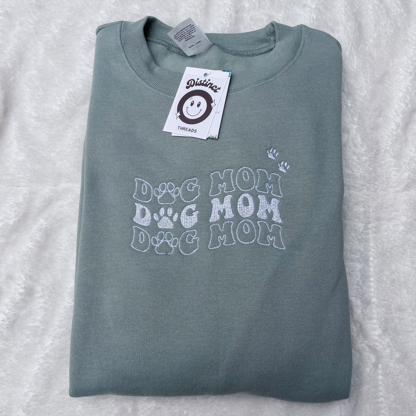 Dog Mom Embroidered Crewneck Sweatshirt