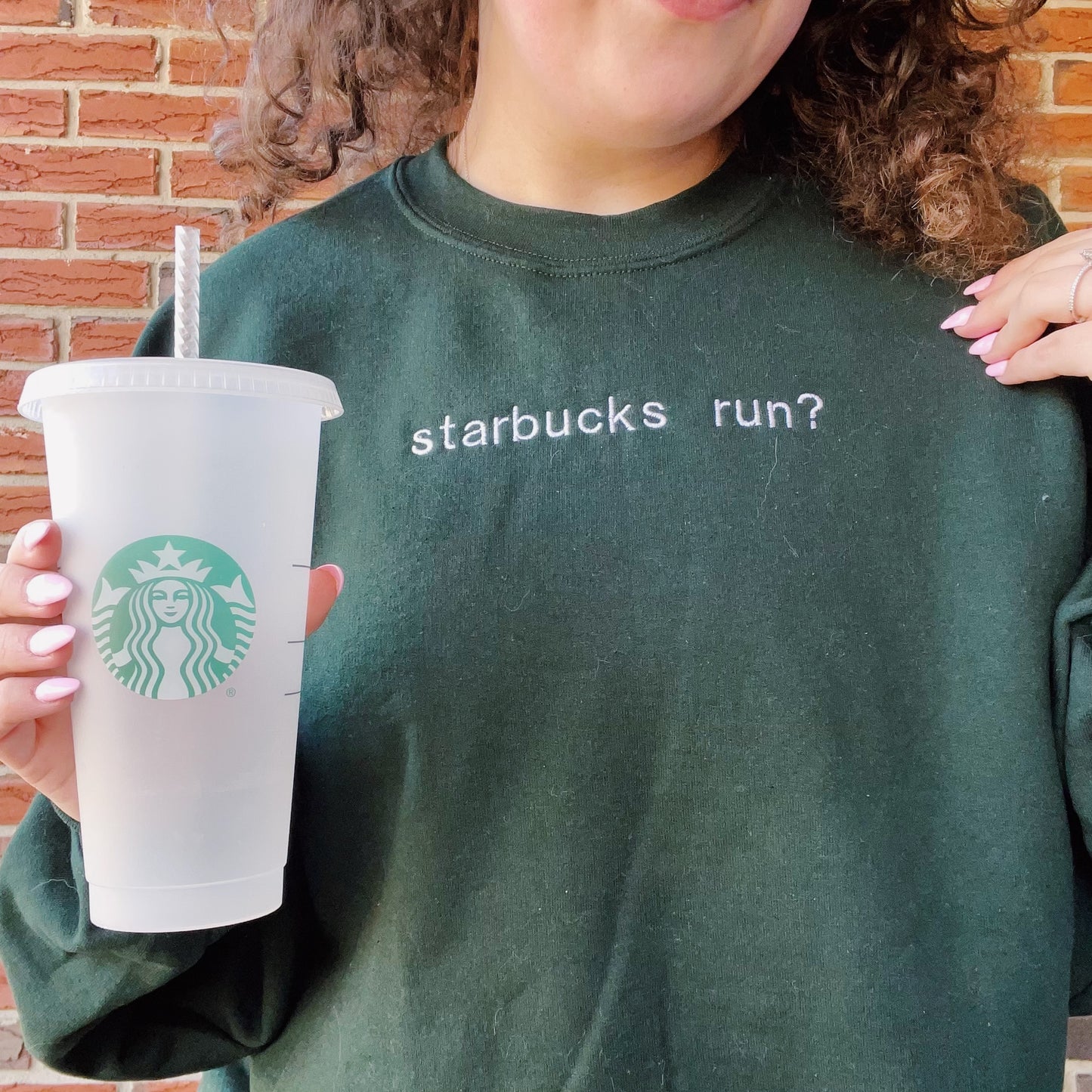 Starbucks Run? Embroidered Crewneck Sweatshirt