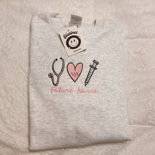 Future Nurse Embroidered Crewneck Sweatshirt