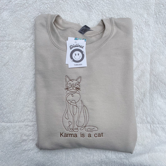 Karma Is A Cat Taylor Inspired Embroidered Crewneck Sweatshirt