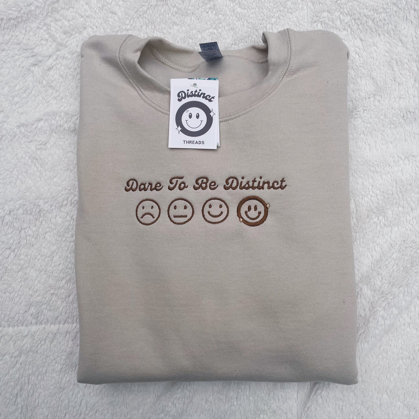 Dare To Be Distinct Smileys Embroidered Crewneck Sweatshirt