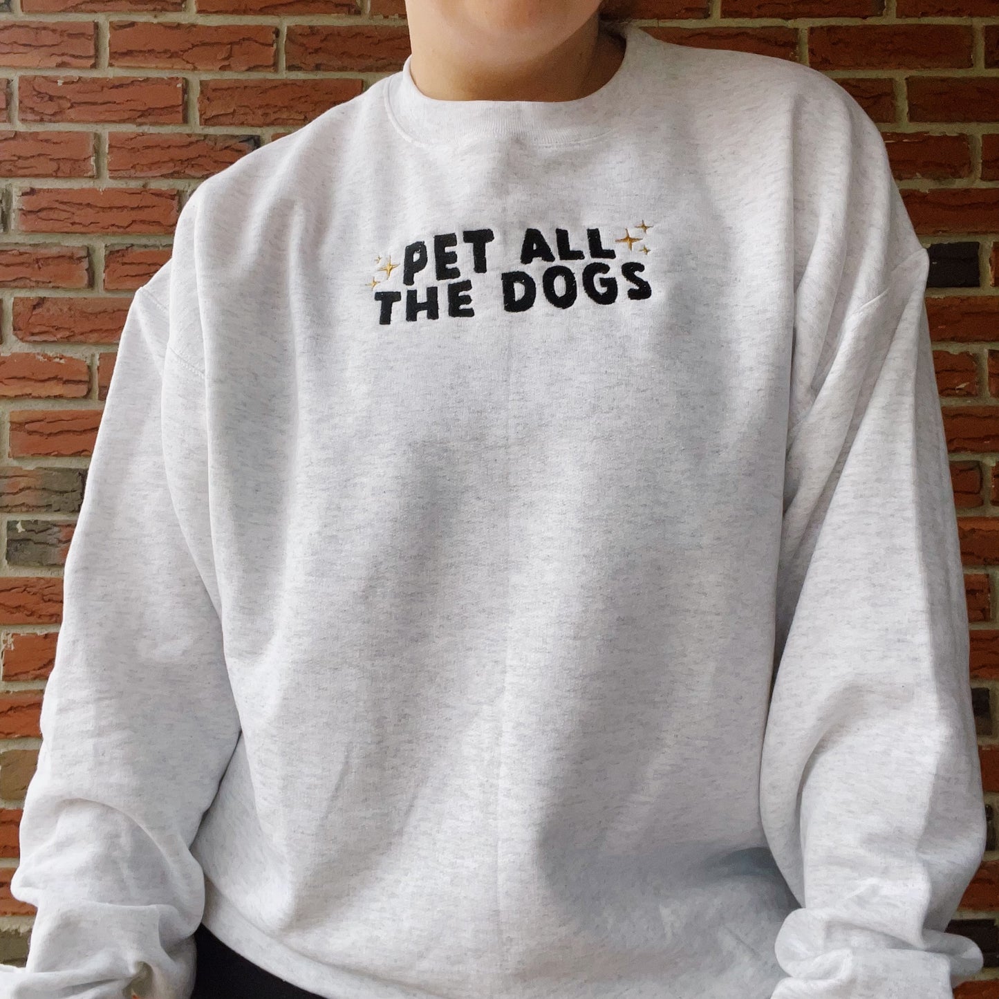 Pet All The Dogs Embroidered Crewneck Sweatshirt