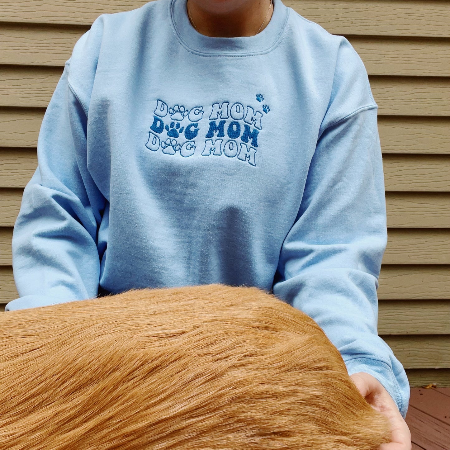 Dog Mom Embroidered Crewneck Sweatshirt