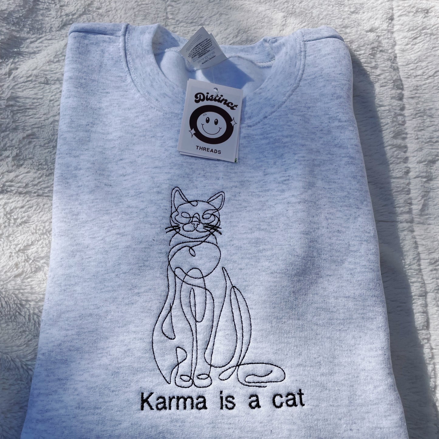 Karma Is A Cat Taylor Inspired Embroidered Crewneck Sweatshirt