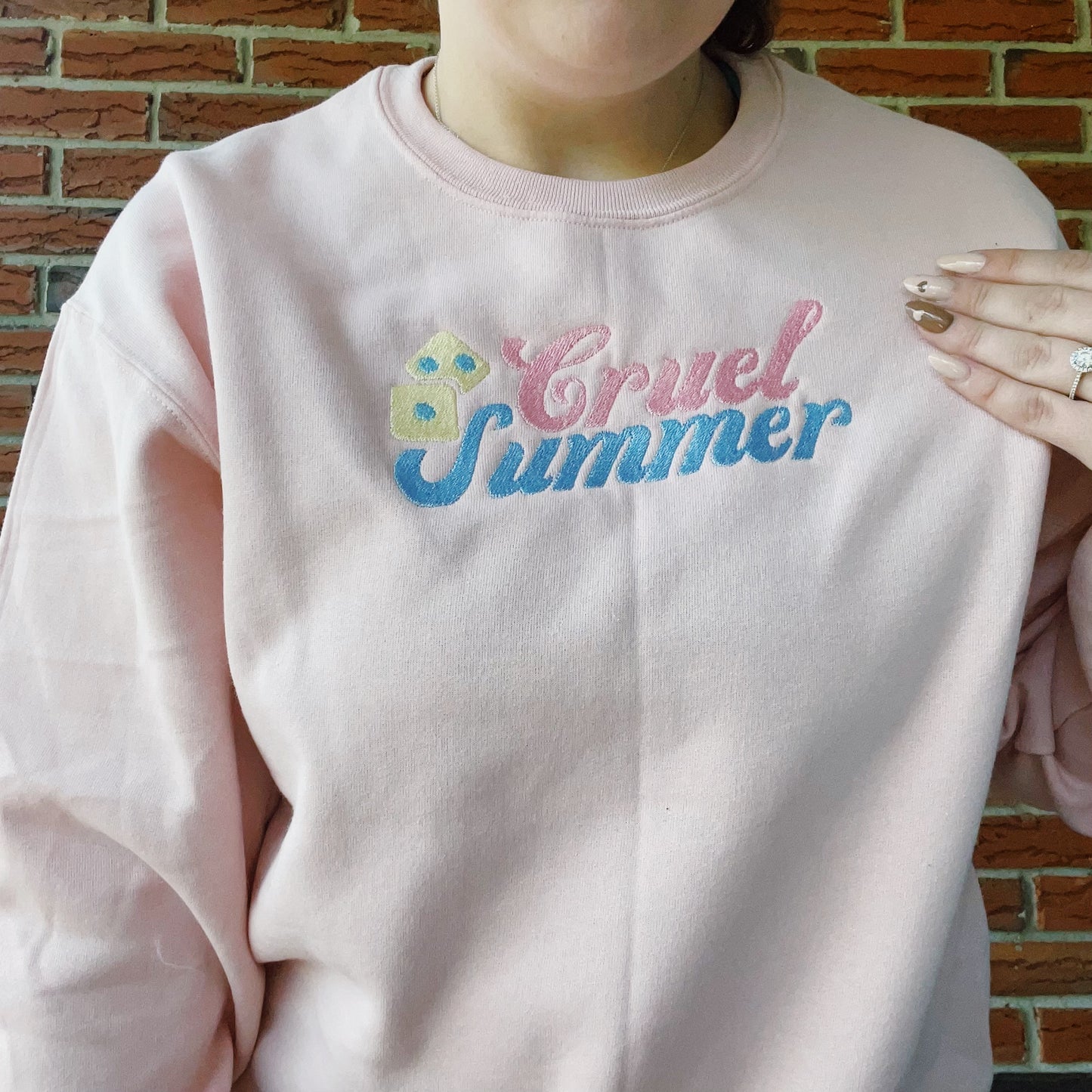 Cruel Summer Taylor Inspired Embroidered Crewneck Sweatshirt