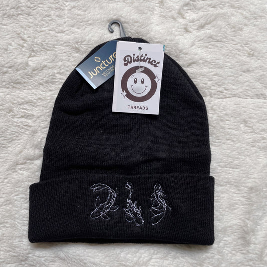 Minimalist Koi Fish Embroidered Beanie