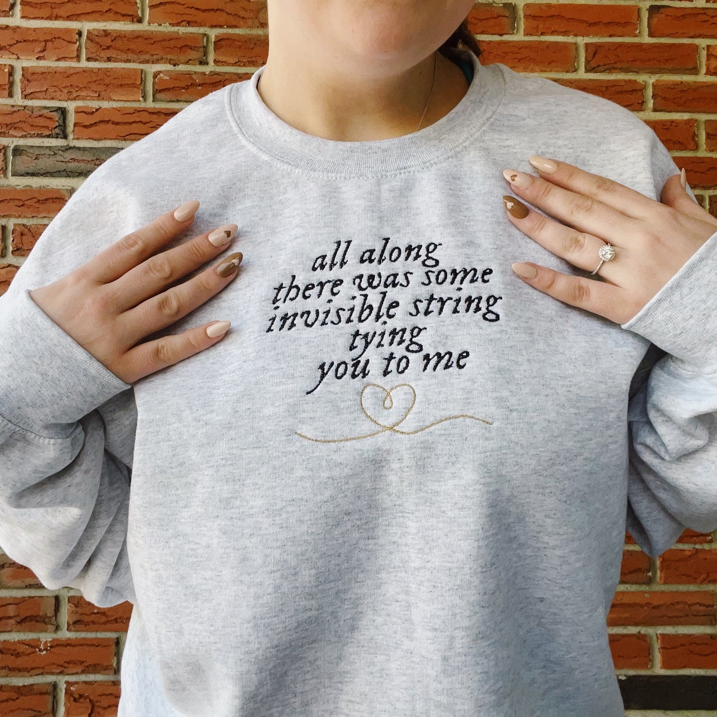 Invisible String Taylor Inspired Embroidered Crewneck Sweatshirt