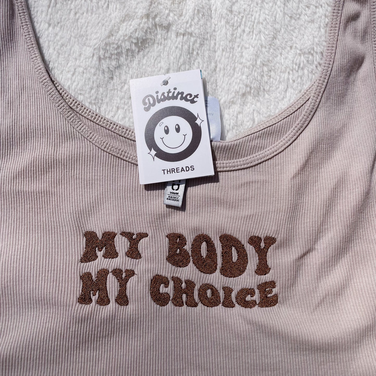 My Body My Choice H&M Embroidered Cropped Tank - Size XL