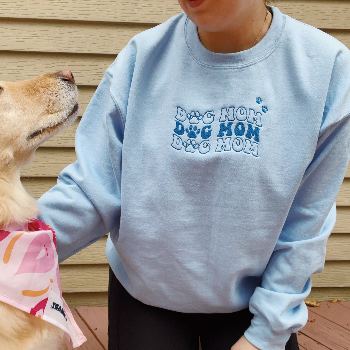 Dog Mom Embroidered Crewneck Sweatshirt