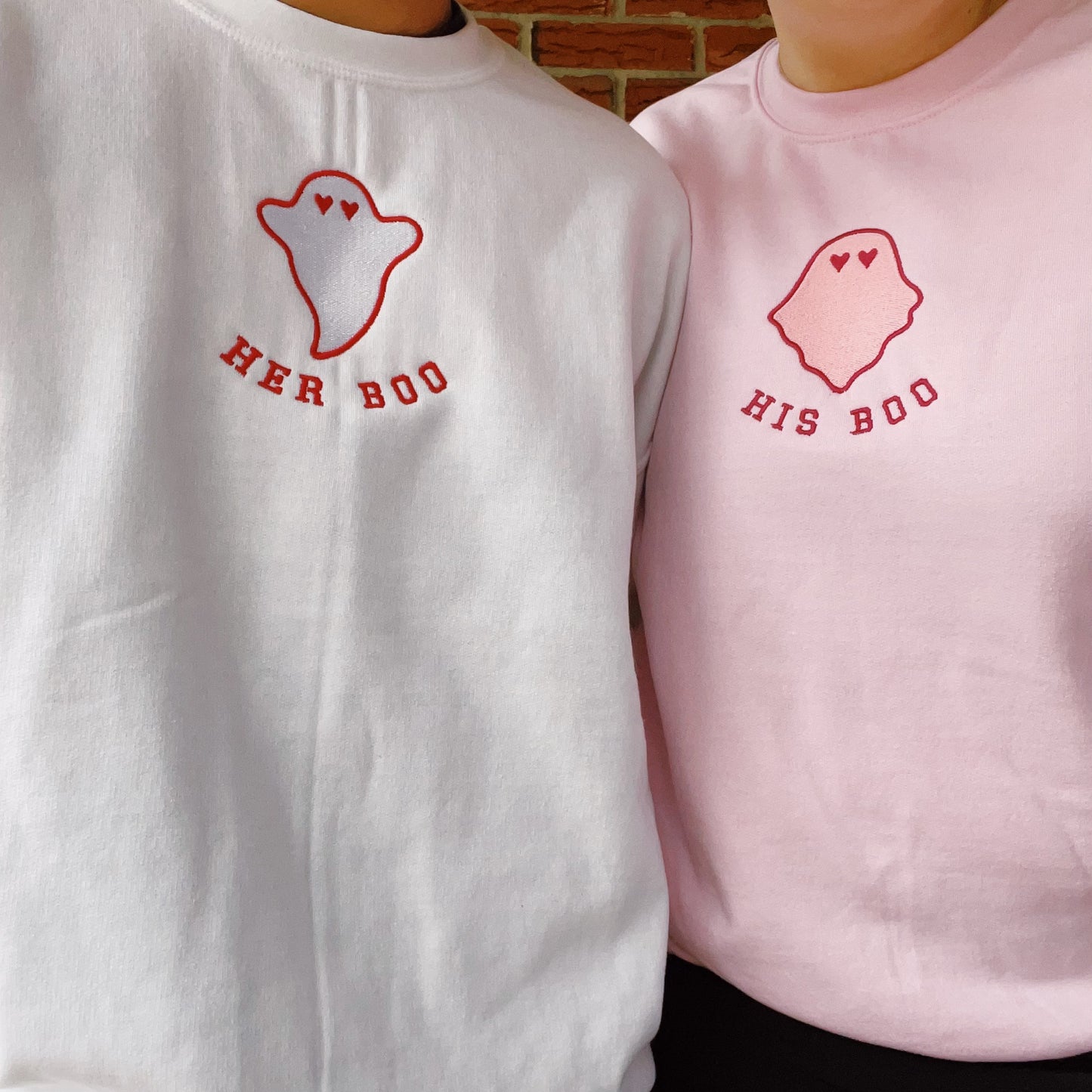 His Boo/ Her Boo Embroidered Crewneck Sweatshirt Couples Set