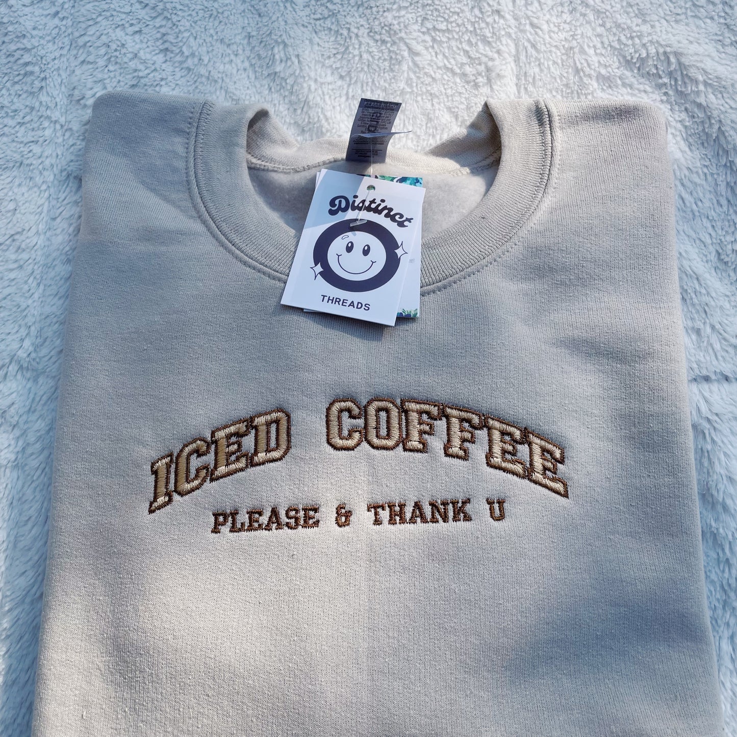 Iced Coffee Please & Thank U Embroidered Crewneck Sweatshirt