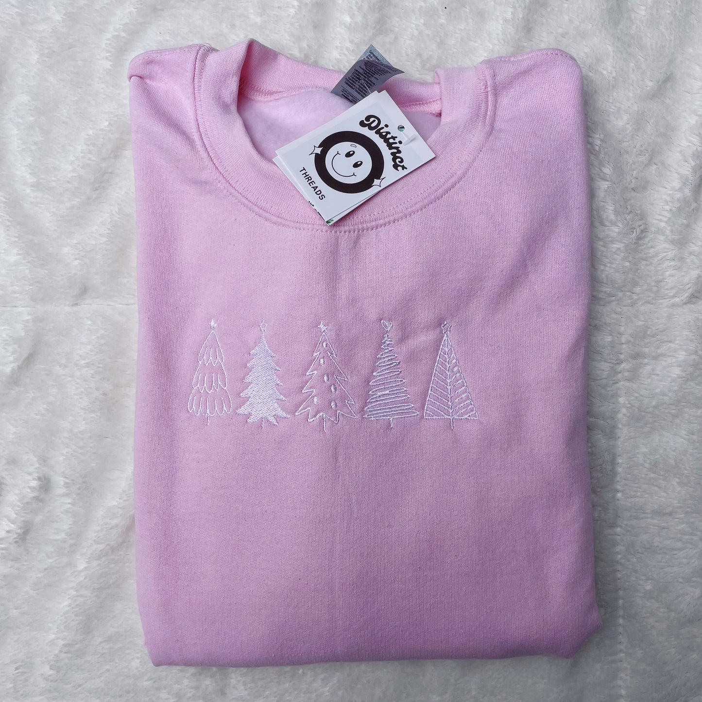 Minimalist Christmas Trees Embroidered Crewneck Sweatshirt